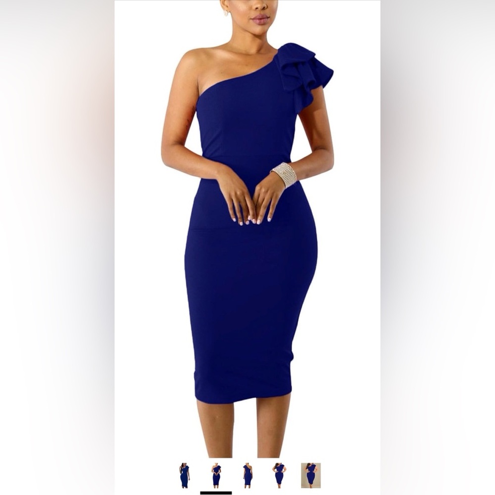 Mokoru Women's Sexy Ruffle One Shoulder Midi Dress